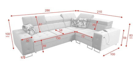 Narożnik z funkcją spania Hampton II kwarcowy róż prawostronny stylowy narożnik rozkładany miękka tkanina obiciowa typu velvet