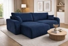 Narożnik z funkcją spania Fiesta XL granatowy uniwersalny w ustawieniu narożnik z pojemnikiem na pościel wytrzymała pluszowa tkanina