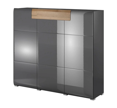 Komoda z szufladą Toledo 147 cm antracyt / antracyt połysk / dąb grandson funkcjonalny mebel do salonu lub jadalni