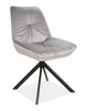 Krzesło tapicerowane Boogie I 45x53 cm szare stylowe krzesło obrotowe z metalowymi nogami krzesło glamour
