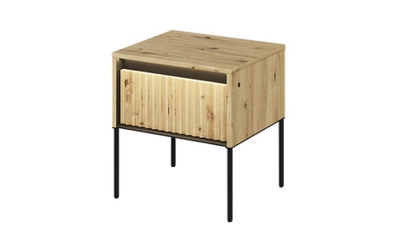Szafka nocna Trend dąb artisan elegancka szafka z szufladą do sypialni dyskretne oświetlenie LED oraz gustowny ryflowany front
