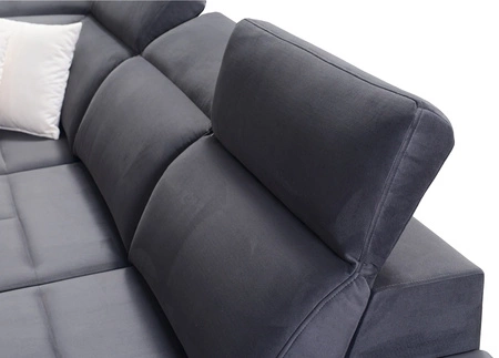 Narożnik z funkcją spania Elgin turkusowy / biały lewostronny narożnik z regulowanymi zagłówkami praktyczne szuflady w boczkach mebla