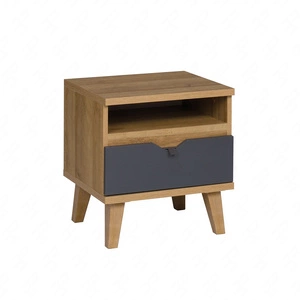 Szafka nocna z szufladą Memone dąb złoty/ grafitowy stylowa szafka do sypialni lub pokoju młodzieżowego w stylu skandynawskim