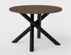 Stół okrągły Lyon 110 cm orzech wisconsin / czarny designerski stół do jadalni metalowe nogi typu pająk regulacja wysokości