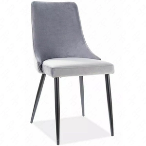 Krzesło tapicerowane Piano B szare nowoczesne oraz funkcjonalne krzesło do jadalni z metalowymi nogami
