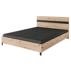 Łóżko Malen 160x200 cm z pojemnikiem na pościel dąb artisan / czarny idealne łóżko do sypialni wyposażone w metalowy stelaż