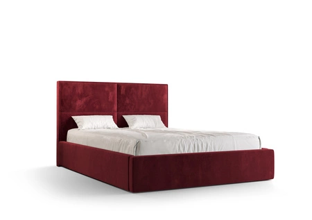 Łóżko tapicerowane Afrodyta 140x200 z pojemnikiem bordowy w nowoczesnym skandynawskim stylu z wygodnym zagłówkiem
