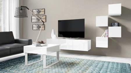 Stolik kawowy Apulia 63 cm biały z szufladą wyjątkowy design prosta konstrukcja blat odporny na rozlane ciecze