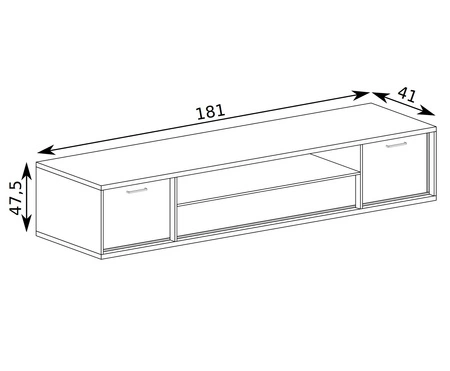 Szafka RTV Mediolan 181 cm hikora elegancka szafka wzbogacona o stylowe czarne dodatki szuflada z systemem push to open