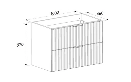 Zestaw mebli łazienkowych Xilo czarny / dąb wotan stylowe szafki do łazienki z eleganckim pionowym ryflowaniem uchwyty krawędziowe