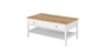 Stolik kawowy Story 110 cm biały / dąb nash praktyczny stolik z dodatkową półką i głęboką szufladą do pokoju młodzieżowego