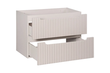 Szafka pod umywalkę Nova 80 cm beżowa designerska szafka z ryflowanymi frontami i frezowanymi uchwytami pojemne szuflady