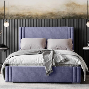 Łóżko tapicerowane Tatui 160x200 jasny fiolet stylowe łóżko z pojemnikiem na pościel wygodny zagłówek zachwyca eleganckim designem