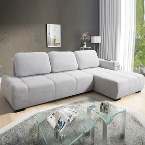 Narożnik z funkcją spania Gentle szary popiel prawostronny stylowy design narożnik rozkładany charakteryzujący się obłym kształtem