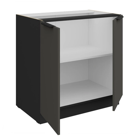 Szafka kuchenna stojąca z półką Aversa Bl 80 D 2F BB szafka odporna na uszkodzenia wykończenie frontów w technologii anti fingerprint