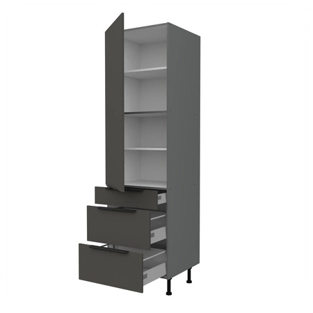 Słupek kuchenny Aversa Ant 60 DKS-215 3S 1F szafka kuchenna odporna na uszkodzenia wykończenie frontów w technologii anti fingerprint