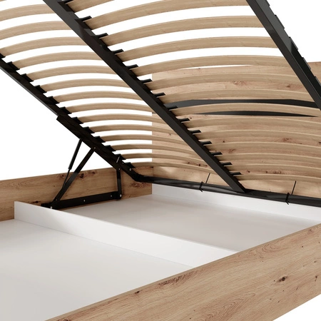 Zestaw mebli do sypialni Malen dąb artisan / czarny nowoczesne meble w minimalistycznym stylu osadzone na wysokiej podstawie