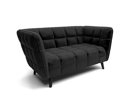 Sofa Castello II czarna prosta i stylowa sofa wpisująca się w każdą aranżację sofa z drewnianymi nogami