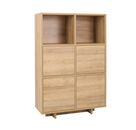 Komoda wysoka Noma 102 cm dąb riviera elegancka stylistyka prosta forma mebla wpisująca się w każde wnętrze fronty komody z systemem push to open