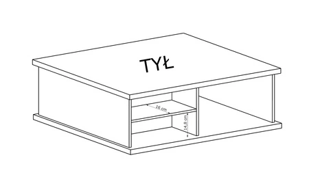 Stolik kawowy Cali dąb artisan / czarny z szufladą nowoczesny design ozdobne lamele na szufladzie blat odporny na rozlanie cieczy