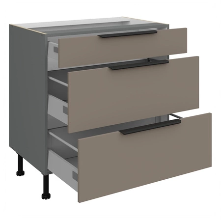 Szafka kuchenna stojąca z szufladami Fiuggi Ant 80 D 3S BB odporna na uszkodzenia wykończenie frontów w technologii anti fingerprint