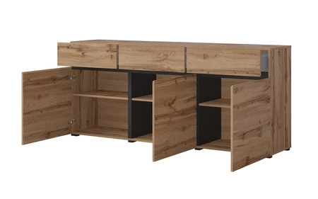 Komoda z szufladami Cross 180 cm dąb wotan stylowy design komody do salonu prosta forma w nowoczesnym wydaniu