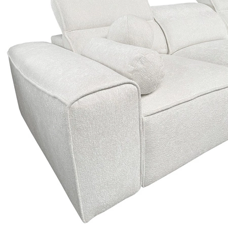 Narożnik z funkcją spania Viano XII patynowy prawostronny stylowy narożnik o ciekawym kształcie regulowane zagłówki ozdobne poduszki