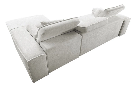 Narożnik z funkcją spania Viano szary popiel prawostronny stylowy narożnik o ciekawym kształcie regulowane zagłówki ozdobne poduszki