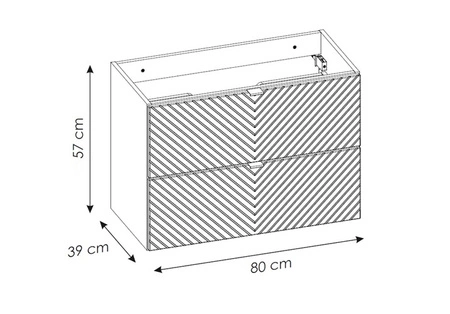 Szafka pod umywalkę Viva 80 cm beżowa praktyczna szafka do łazienki z ciekawym frezowaniem w kształcie jodełki pojemne szuflady
