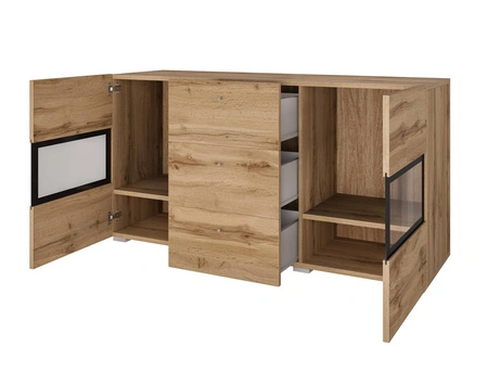 Komoda z szufladami Baros 132 cm dąb wotan wysoka jakość wykonania nowoczesne kształty w wyjątkowej stylizacji zachwycą każdego