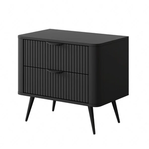 Szafka nocna Lante czarna stylowa szafka z szufladami idealna do sypialni w stylu glamour i skandynawskim oryginalny kształt bryły