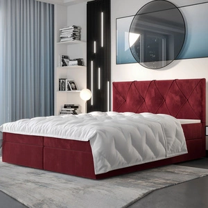 Łóżko kontynentalne Arvada 180x200 bordowe w nowoczesnym skandynawskim stylu z tapicerowanym zagłówkiem
