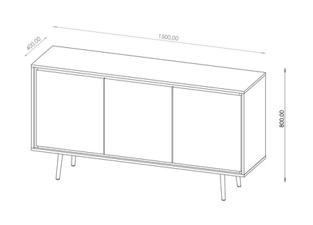 Komoda Nevea 150 cm beżowa elegancka komoda do salonu o subtelnej i ciekawej stylistyce system otwierania drzwi push to open