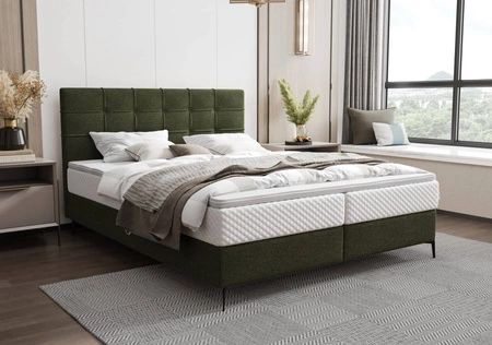 Łóżko kontynentalne Irvine 180x200 zielone stylowe łóżko z pojemnikiem na pościel wygodne wezgłowie zachwyca eleganckim designem