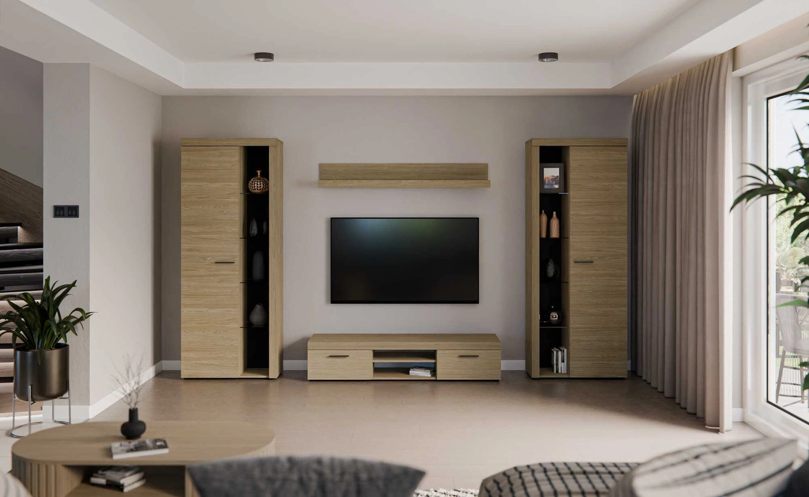 Meblościanka do salonu Rene w kolorze dąb olejowany 