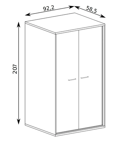 Szafa Mediolan Plus 92 cm hikora szafa z półkami i drążkiem idealna do sypialni garderoby lub przedpokoju wsparta na metalowych nogach