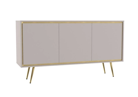 Komoda Nevea 150 cm beżowa elegancka komoda do salonu o subtelnej i ciekawej stylistyce system otwierania drzwi push to open