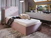 Łóżko tapicerowane Bejar 90x200 pudrowy róż z zagłówkiem w nowoczesnym stylu idealne do pokoju młodzieżowego lub małej sypialni