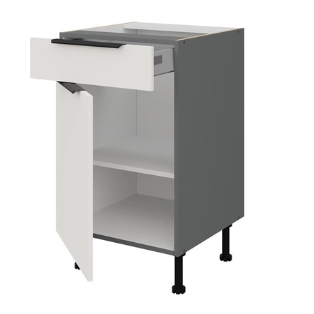 Szafka kuchenna stojąca z szufladą i półką Corato Ant 50 D 1F 1S BB fronty szafki kuchennej wykończone w technologii anti fingerprint