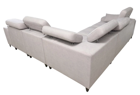 Narożnik z funkcją spania Castel III Lux grafitowy prawostronny niezwykle komfortowy narożnik do salonu z wysuwanym podnóżkiem