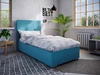 Łóżko tapicerowane Burgos 90x200 błękitne z zagłówkiem w nowoczesnym stylu idealne do pokoju młodzieżowego lub małej sypialni