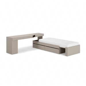 Zestaw mebli Woow clay grey lewy uniwersalny zestaw mebli narożny z możliwością dopasowania do układu wnętrza meble młodzieżowe