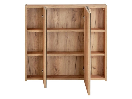 Szafka łazienkowa wisząca z lustrem Capri 80 cm dąb craft złoty funkcjonalna szafka nad umywalkę modny element dekoracyjny