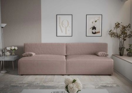 Kanapa rozkładana Brandon XL jasny brąz nowoczesny design i szeroka funkcjonalność trójwymiarowa tkanina o wyrazistych prążkach