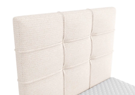 Łóżko kontynentalne Irvine 80x200 beżowe stylowe łóżko z pojemnikiem na pościel i wysokim wezgłowiem zachwyca eleganckim designem