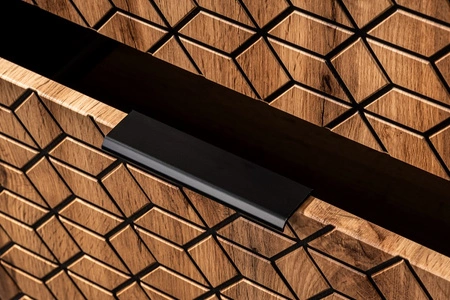 Szafka pod umywalkę Diamond 80 cm dąb wotan / czarny designerska szafka z szufladami w stylu nowoczesnym ryflowanie w kształcie rombów