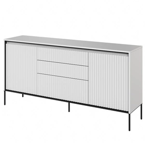 Komoda z szufladami Trend 166 cm biała funkcjonalna komoda o wyjątkowym designie ryflowane fronty z subtelnym oświetleniem