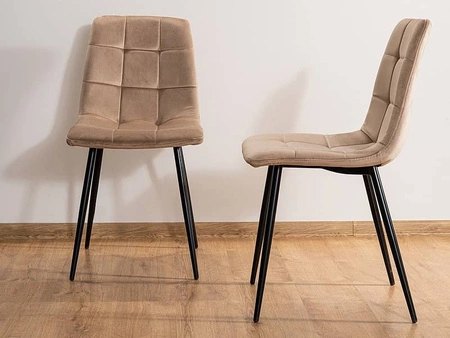 Krzesło tapicerowane Lima 41x45 cm beżowe stylowe oraz funkcjonalne krzesło z metalowymi nogami