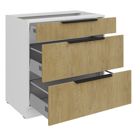 Szafka kuchenna stojąca z szufladami Cremona 80 D 3S BB metalowe uchwyty krawędziowe szafka odporna na działanie wilgoci i uszkodzenia