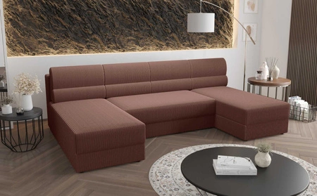 Narożnik z funkcją spania Fogu U indyjski róż komfortowy i stylowy narożnik o prostym designie sztruksowa tkanina pojemnik na pościel